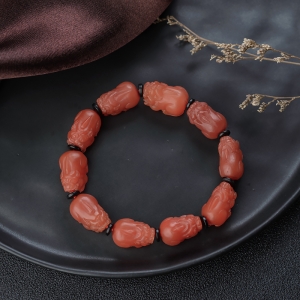 樱桃红南红貔貅单圈手串