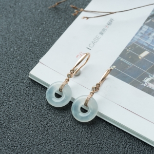 18K冰种翡翠平安扣耳坠