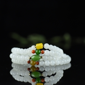 6mm山料和田白玉多圈手串