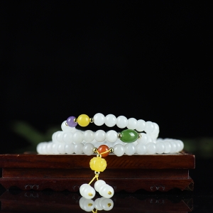 6mm山料和田白玉多圈手串