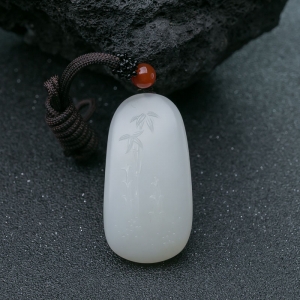 山流水料和田羊脂白玉节节高升吊坠