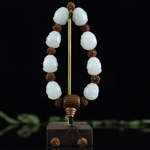 山流水料和田白玉貔貅单圈手串