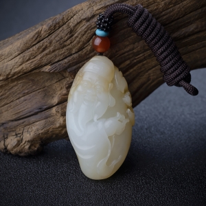 山料和田玉财神吊坠