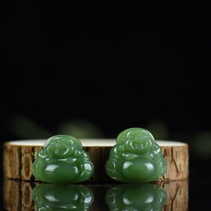 山料和田碧玉弥勒佛吊坠（单件）