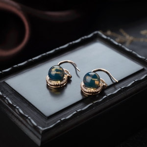 18K天空蓝多米蓝珀耳坠