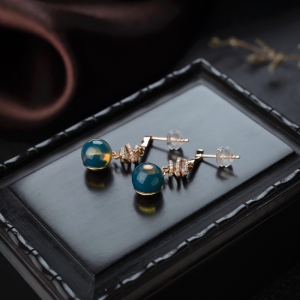 18K天空蓝多米蓝珀耳坠