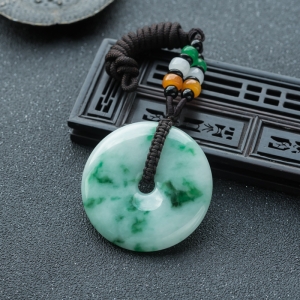 糯种飘翠翡翠平安扣吊坠