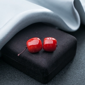 阿卡珊瑚桶珠（两件）