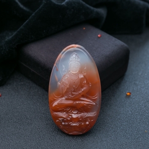 冰飘料南红文殊菩萨吊坠