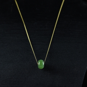 18K山料和田碧玉路路通吊坠
