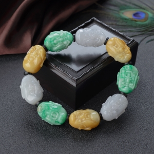 糯种翡翠罗汉头单圈手串