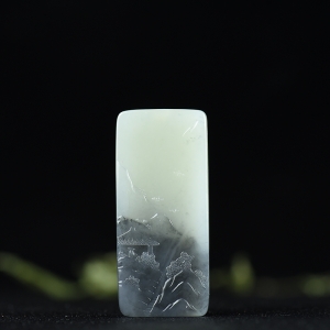 籽料和田玉青花功成名就吊坠