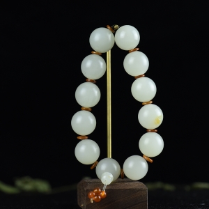 山流水料和田羊脂白玉单圈手串