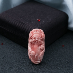 深水珊瑚财神吊坠