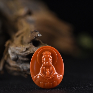 柿子红南红观音吊坠