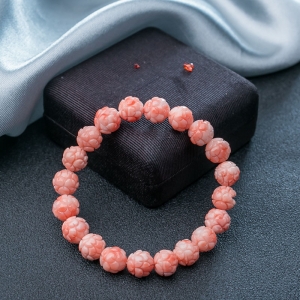 深水珊瑚莲花珠单圈手串