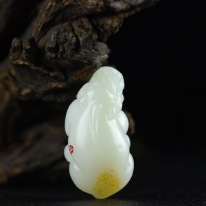 山流水料和田羊脂白玉貔貅吊坠
