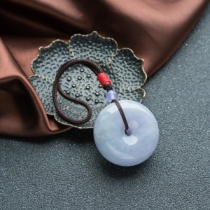 糯冰种紫罗兰翡翠平安扣吊坠