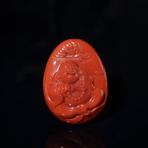 柿子红南红弥勒佛吊坠