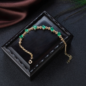 18K亮绿祖母绿手链