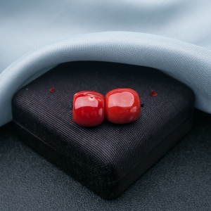 阿卡珊瑚桶珠（两件）