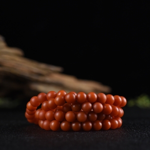 8mm柿子红南红多圈手串