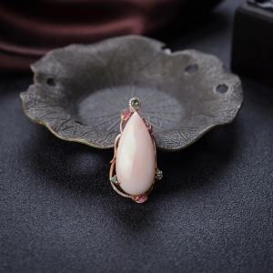 18K深水珊瑚水滴吊坠