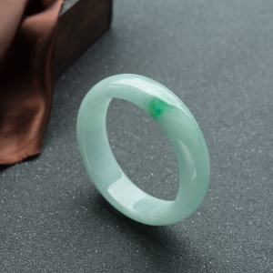 56.5mm糯冰种飘翠翡翠平安镯