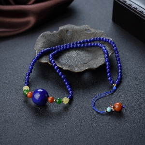 紫蓝色青金石圆珠吊坠