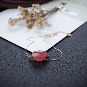 18K红纹石鼓珠手链