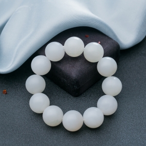 18mm山料和田羊脂白玉单圈手串