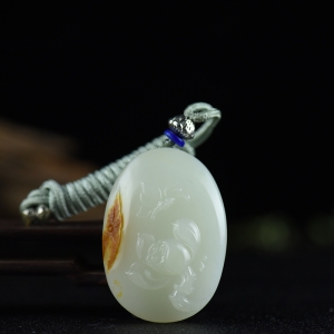 山流水料和田白玉蝶恋花吊坠
