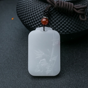 山流水料和田羊脂白玉节节高升吊坠