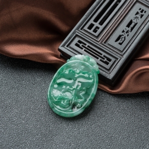 糯冰种飘翠翡翠鸳鸯吊坠