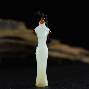 山料和田白玉旗袍吊坠