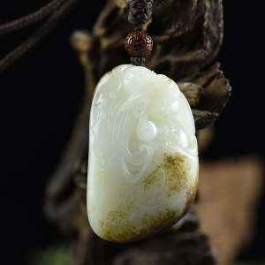 籽料和田白玉一路连科手把件