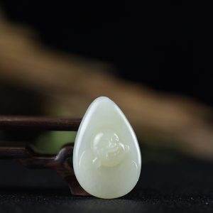 籽料和田白玉弥勒佛吊坠