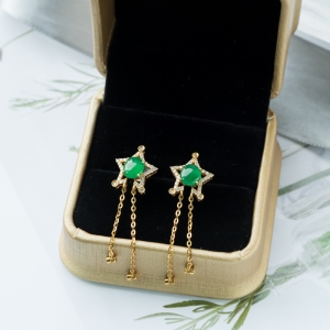 18K糯冰种阳绿翡翠星星耳坠