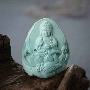 中高瓷蓝绿绿松石佛吊坠