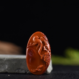 柿子红南红喜上眉梢吊坠