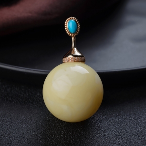 18K白蜜圆珠吊坠