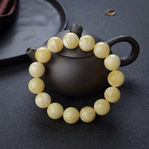 15mm白花蜜蜜蜡单圈手串