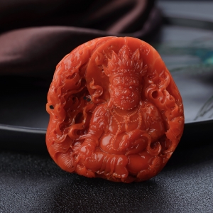 阿卡珊瑚黄财神吊坠