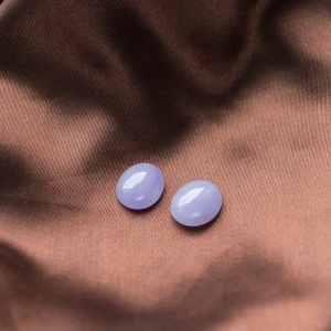 糯冰种紫罗兰翡翠戒面（一对）