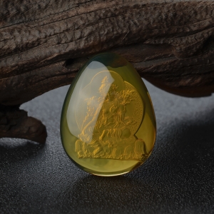 墨西哥蓝珀度母吊坠