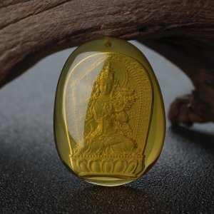 墨西哥蓝珀虚空藏菩萨吊坠