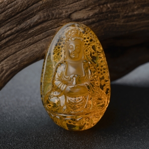 墨西哥蓝珀观音吊坠