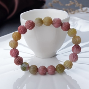 盐源玛瑙莲花珠单圈手串