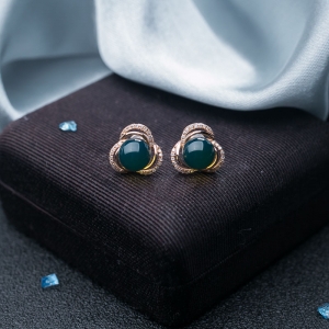 18K天空蓝多米蓝珀耳钉