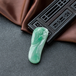 糯种飘翠翡翠花开见佛吊坠